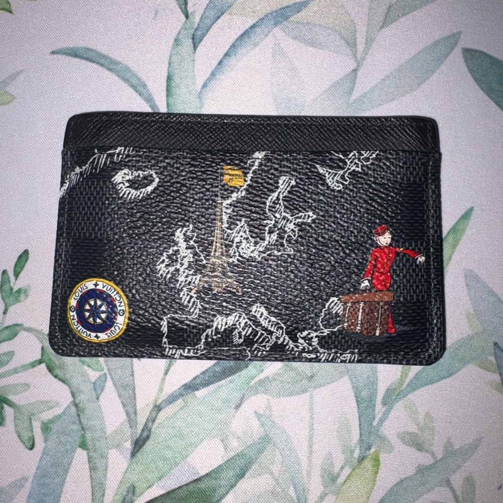 Louis Vuitton Map Print Collection Card Holder Damier Graphite N60265